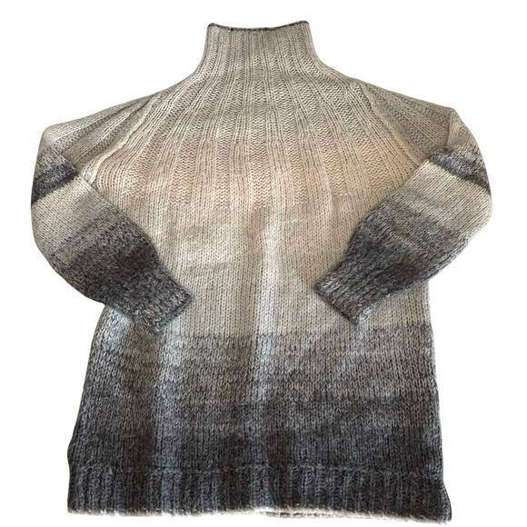 A by Anthropologie Ombre Knit Turtleneck Sweater Women's XS | Gray | Wool Blend - Picture 1 of 8
